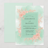 Invitation Mariage de printemps gracieux vert menthe (Devant / Derrière)