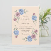 Invitation Mariage de printemps Hydrangea raffiné pêche (Debout devant)