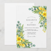 Invitation Mariage de printemps jaune effervescent (Devant / Derrière)