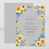 Invitation Mariage de printemps jaune exultant (Devant / Derrière)