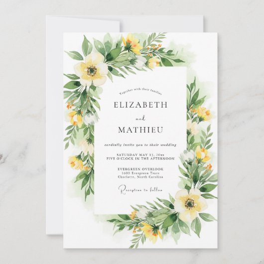 Invitation Mariage de printemps jaune immaculé (Devant)