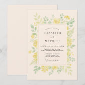 Invitation Mariage de printemps jaune pâle et aéré (Devant / Derrière)