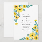 Invitation Mariage de printemps jaune sarcelle joyeux (Devant / Derrière)