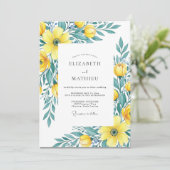 Invitation Mariage de printemps jaune sarcelle luxueux (Debout devant)