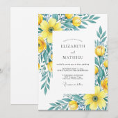 Invitation Mariage de printemps jaune sarcelle luxueux (Devant / Derrière)