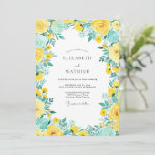 Invitation Mariage de printemps jaune sarcelle vif (Debout devant)