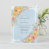 Invitation Mariage de printemps joyeux bleu clair (Debout devant)