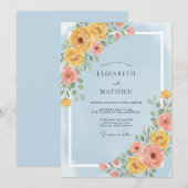 Invitation Mariage de printemps joyeux bleu clair (Devant / Derrière)