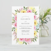 Invitation Mariage de printemps joyeux jaune rose (Debout devant)