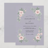 Invitation Mariage de printemps lavande atténué (Devant / Derrière)