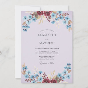 Invitation Mariage de printemps lavande intense