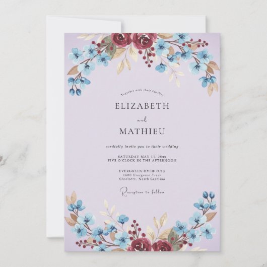 Invitation Mariage de printemps lavande intense (Devant)