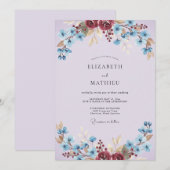 Invitation Mariage de printemps lavande intense (Devant / Derrière)