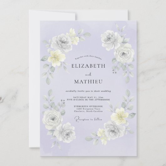 Invitation Mariage de printemps lavande lustré (Devant)