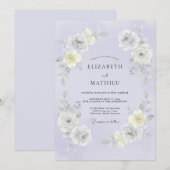 Invitation Mariage de printemps lavande lustré (Devant / Derrière)