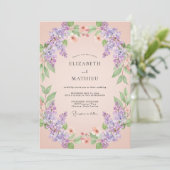 Invitation Mariage de printemps lilas éthéré pêche (Debout devant)