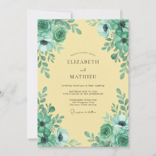 Invitation Mariage de printemps luxuriant à la crème de teal