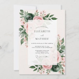 Invitation Mariage de printemps luxuriant rose pêche