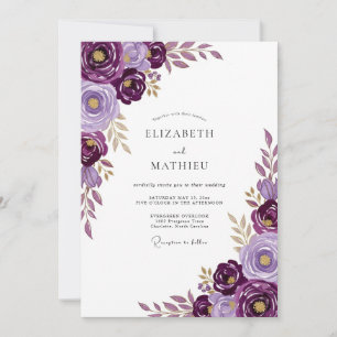 Invitation Mariage de printemps luxuriant violet profond