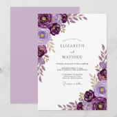 Invitation Mariage de printemps luxuriant violet profond (Devant / Derrière)