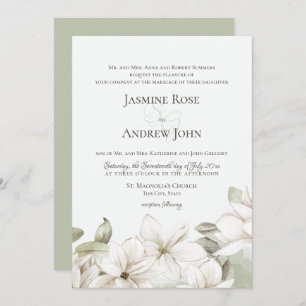 Invitation Mariage de printemps Magnolia Blossom Blush et Sag