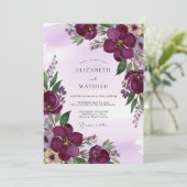 Invitation Mariage de printemps majestueux aux tons prune (Debout devant)