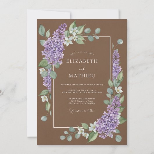 Invitation Mariage de printemps marron chaud (Devant)