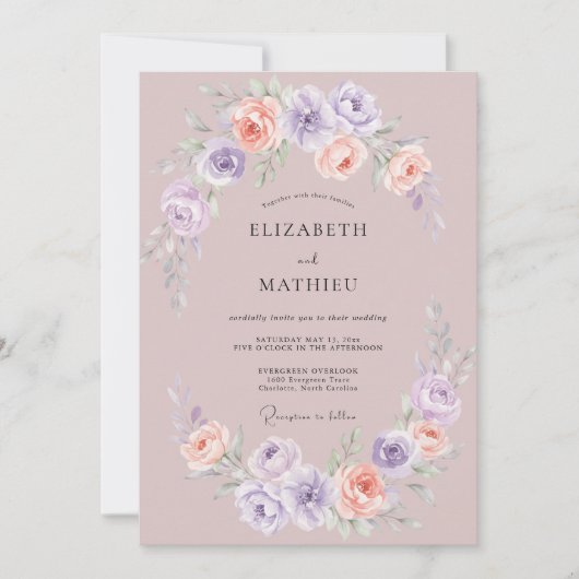 Invitation Mariage de printemps mauve éthéré (Devant)