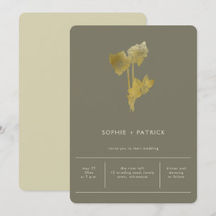 Invitation Mariage de printemps minimaliste doré moderne