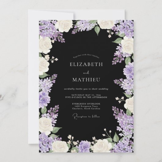 Invitation Mariage de printemps noir et sombre (Devant)