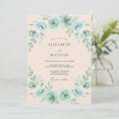 Invitation Mariage de printemps opulent vert menthe (Debout devant)