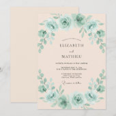 Invitation Mariage de printemps opulent vert menthe (Devant / Derrière)