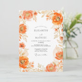 Invitation Mariage de printemps orange orné (Debout devant)