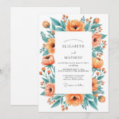 Invitation Mariage de printemps orange ravissant (Devant / Derrière)