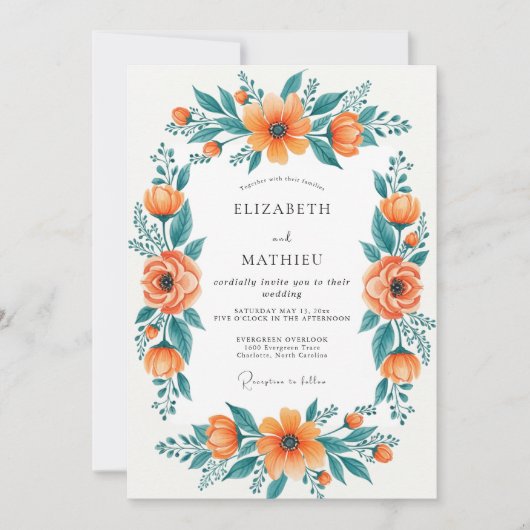 Invitation Mariage de printemps Orange Regal (Devant)