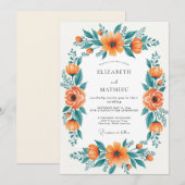 Invitation Mariage de printemps Orange Regal (Devant / Derrière)