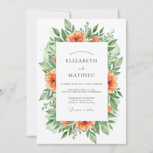 Invitation Mariage de printemps orange tranquille (Devant)