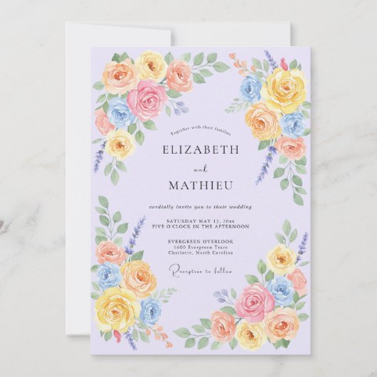 Invitation Mariage de printemps paisible lavande (Devant)