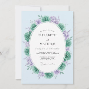 Invitation Mariage de printemps paisible lavande sarcelle