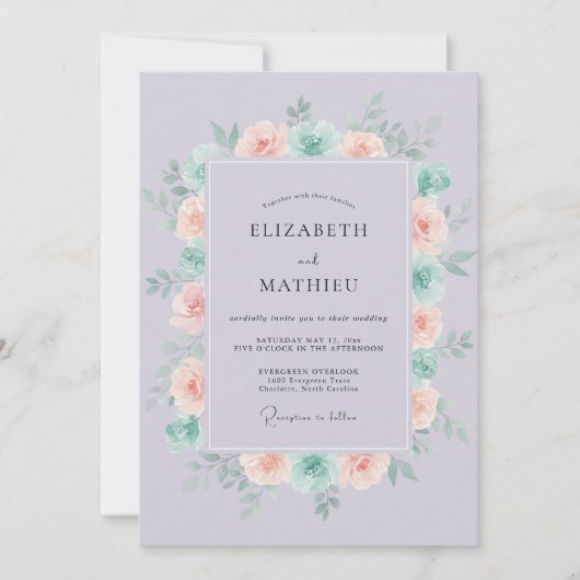 Invitation Mariage de printemps pastel lavande (Devant)