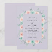 Invitation Mariage de printemps pastel lavande (Devant / Derrière)