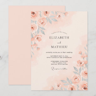 Invitation Mariage de printemps pastel pêche