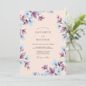 Invitation Mariage de printemps pêche éthéré bleu (Debout devant)