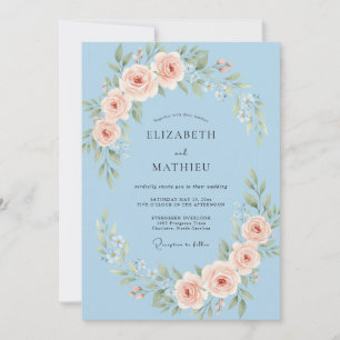 Invitation Mariage de printemps poétique bleu ciel