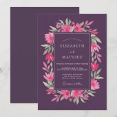 Invitation Mariage de printemps poétique prune (Devant / Derrière)