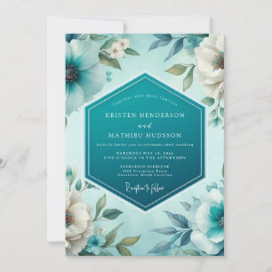 Invitation Mariage de printemps poli sarcelle