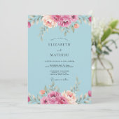 Invitation Mariage de printemps radiant bleu ciel (Debout devant)
