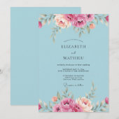 Invitation Mariage de printemps radiant bleu ciel (Devant / Derrière)