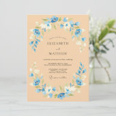 Invitation Mariage de printemps radiant bleu pêche (Debout devant)