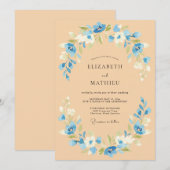 Invitation Mariage de printemps radiant bleu pêche (Devant / Derrière)